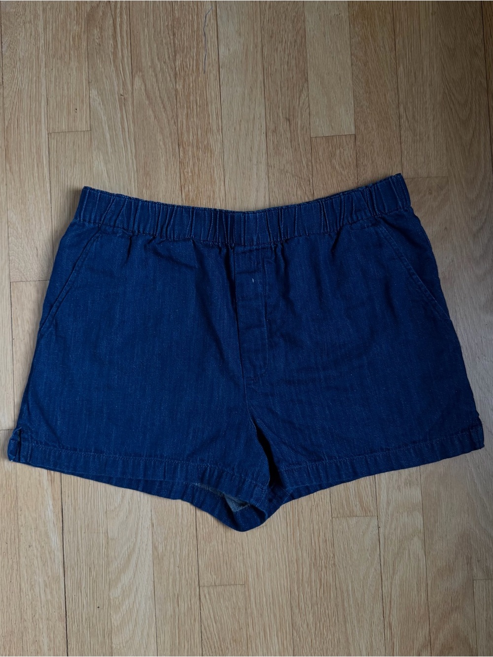 Madewell Navy Elastic-Waist Denim Shorts